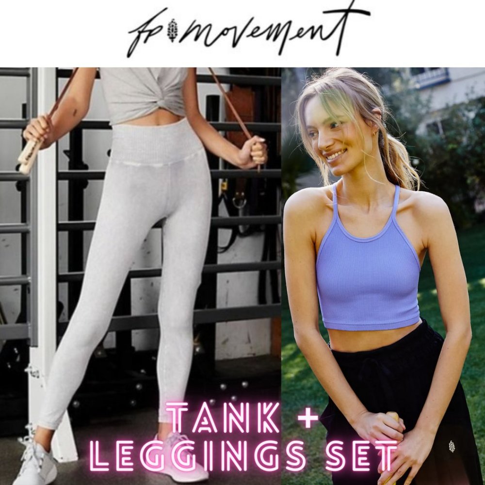 Free People Good Karma Leggings + Tank Bundle NWOT
